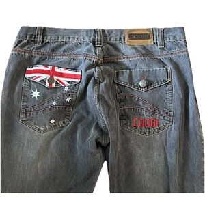 COOGI Australia Jeans Mens 42x34 Gray Y2K Embroidered Patch Denim